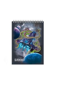 Блокнот А7 спираль 40л "Космос" клетка