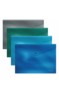 Папка-конверт А4 на кнопке "Glossy Ice Metallic", непрозрачная ассорти