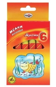 Мелки восковые утолщенные  6цв. "Мультики"