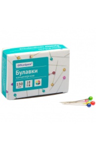 Булавки канцелярские цветные 28мм. (150шт.) карт. коробка