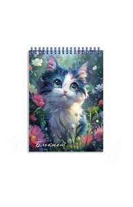 Блокнот А6 спираль 80л "Котенок" клетка