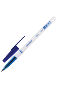 Ручка шариковая "Офисная" 1мм синяя, корпус белый с синими деталями