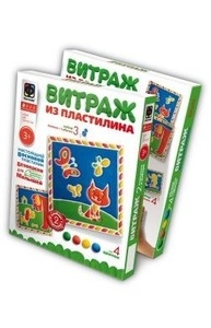 Витраж из пластилина Котенок и Собачка  747103