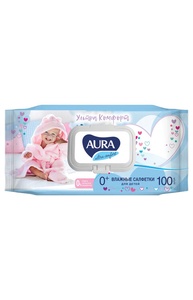 Салфетки влажные 100шт "AURA" для детей "Ultra comfort" гипоаллергеннные, без спи