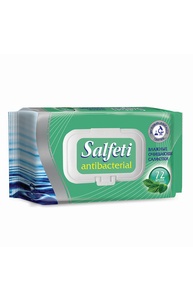 Салфетки влажные  72шт "SALFETI" Antibacterial, антибактериальные, крышка-клапан