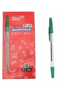 Ручка шариковая "Классика" 0,7мм зеленая, прозрачный корпус