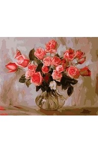 Холст с красками 40х50см Коралловые розы GХ4209