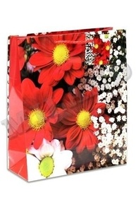 Пакет бумажный 18х23х8 "Красно-белые цветы"  П011-0018