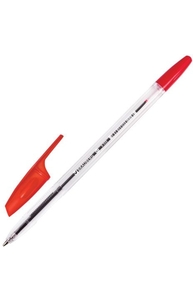 Ручка шариковая "X-333" 0,7мм. красная, корпус прозрачный