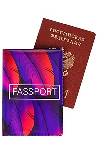 Обложка д/Паспорта Перья фиолетовые ПВХ ОП-6242