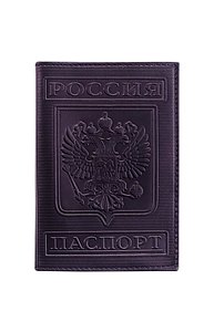 Обложка д/Паспорта "Герб" Кожа тип 3, черный, тиснение