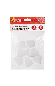 Пенопластовые заготовки для творчества "Сердечки", 8 шт., 35 мм
