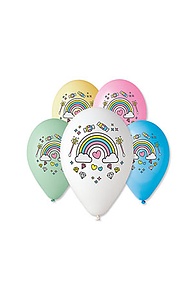 Воздушный шар 12" (30 см.) с рисунком "Единорог Радуга" 5цв.