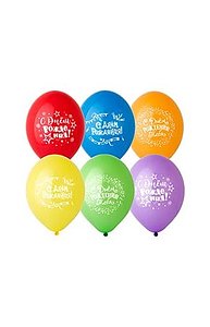 Воздушный шар 14" (36 см.) с рисунком "С ДР Конфетти Флажки"