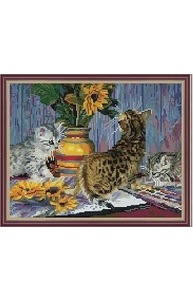 Алмазная мозаика 40х50см Котята и искусство