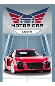 Блокнот А6 40л "СПОРТИВНЫЕ АВТОМОБИЛИ-1" ассорти, на скрепке цвет.мелов.обл, блок-офс