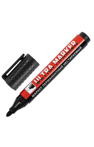 Маркер перманентный "Ultra marker" 3,5мм черный, с клипом круглый