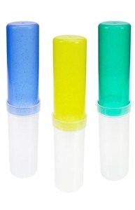 Пенал-тубус пластиковый прозрачный+цветной с блестками, 3 цвета МИКС