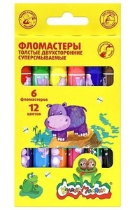 Фломастеры двухсторонние 12цв "Каляка Маляка"