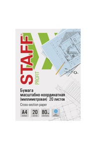 Бумага масштабно-координатная А4 20л в папке, голубая