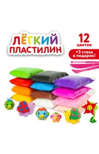 Пластилин легкий 12цв 120г 3 стека застывающий