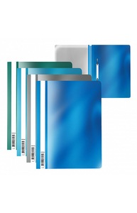 Скоросшиватель А4 пластиковый "Glossy Ice Metallic" голубой 180мкм