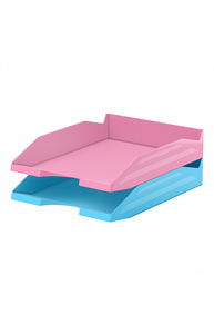 Лоток д/бумаг горизонтальный (набор 2шт.) "Office Pastel" розовый и голубой