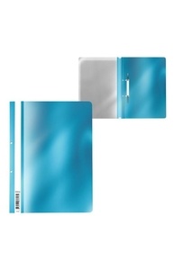 Скоросшиватель А4 пластиковый с перфорацией "Glossy Ice Metallic" голубой 180мкм