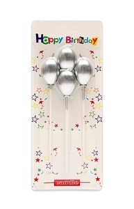 Свечи для торта на длинных пиках. Серебряные шары, 4 шт С-2463