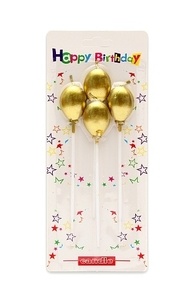 Свечи для торта на длинных пиках. Золотые шары, 4 шт С-2464