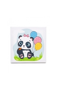 Раскраска на холсте 20х20 Панда с шариками