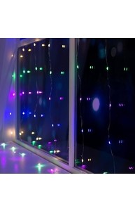 Гирлянда «Занавес» 1.6х1.6 м роса, IP20, серебристая нить, 160 LED, свечение мульти