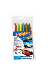 Мелки восковые выкручивающиеся  6цв. "Hot Wheels"