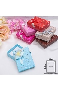 Коробочка подарочная под серьги/кулон/кольцо "Сердечки с бантиком", 9*7,цвет МИКС