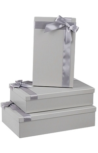 Коробка подарочная 19х12х7,5 см Однотонные серые с лентой (сер.) КОР-4551