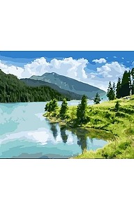 Холст с красками 40х50см Озеро в горах OK 10352