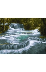 Холст с красками 40х50см Водопад в Лаосе