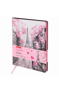 Тетрадь 80л клетка "Paris" клетка, сшивка, под кожу