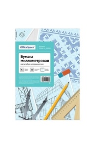 Бумага масштабно-координатная А3 20л в папке, голубая