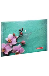 Папка-конверт А4 на кнопке "Flower" 160мкм, цветная печать, до 100 листов