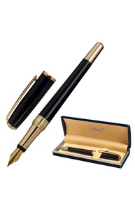 Ручка подарочная перьевая GALANT "LUDUS", корпус черный, детали золотистые, узел 0,8