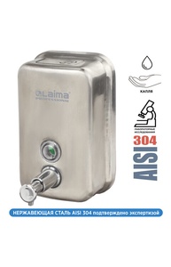 Дозатор для жидкого мыла LAIMA PROFESSIONAL INOX (гарантия 3 года), 0,5 л, нержавеюща