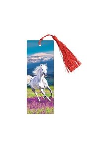 Закладка для книг 3D с линейкой 150*55мм "Horse", декоративный шнурок