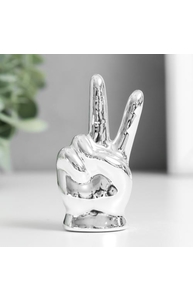 Сувенир керамика "Рука - Мир" серебро 4х2,7х7,5 см   9402716