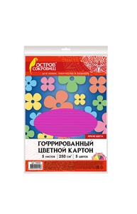 Картон цветной гофрированный А4  5л  5цв "Яркие цвета"