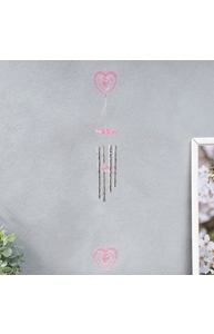 Музыка ветра пластик "Сердце"МИКС 4 трубочки 10*1 см 2 фигурки h=52 см 907444