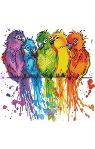Алмазная мозаика 40х40см Цветные попугайчики