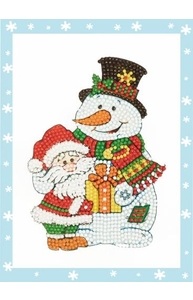 НГ Кристальная (алмазная) мозаика мини-картинка "Дед мороз и Снеговик" 14 х 1