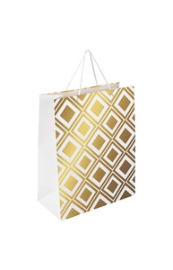 Пакет подарочный 26,5x12,7x33 см "Gold Luxury", тиснение фольгой, белый