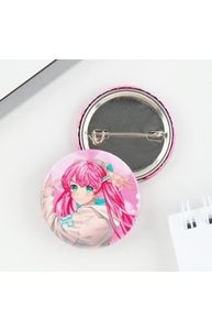 Значок закатной аниме «Девочка с розовыми волосами», d = 3,8 см